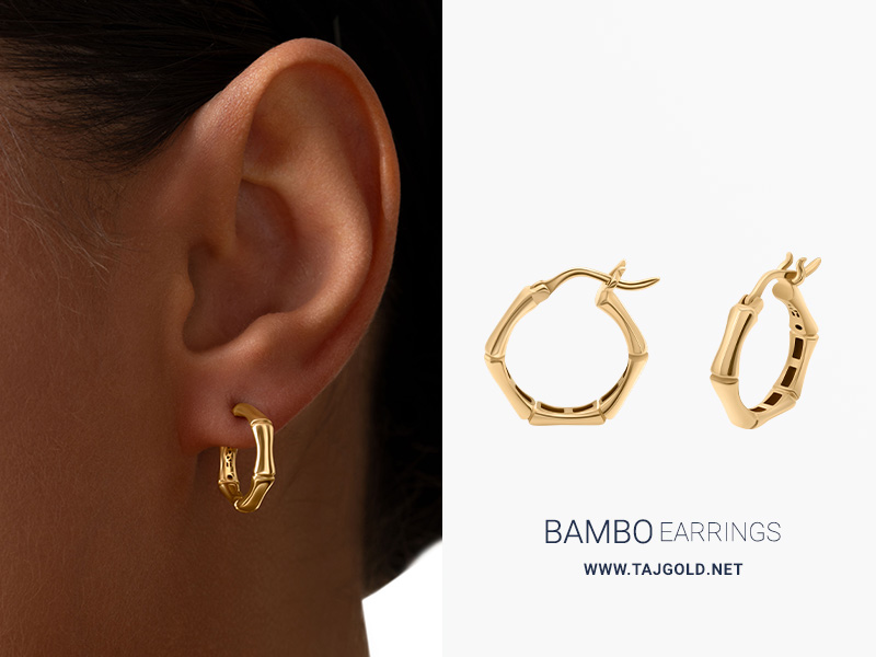 گوشواره طلا بامبو